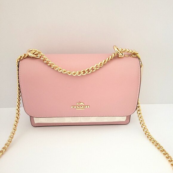 Coach CV978 Signature Klare Crossbody Leather Handbag Chalk Carnation - Picture 1 of 8